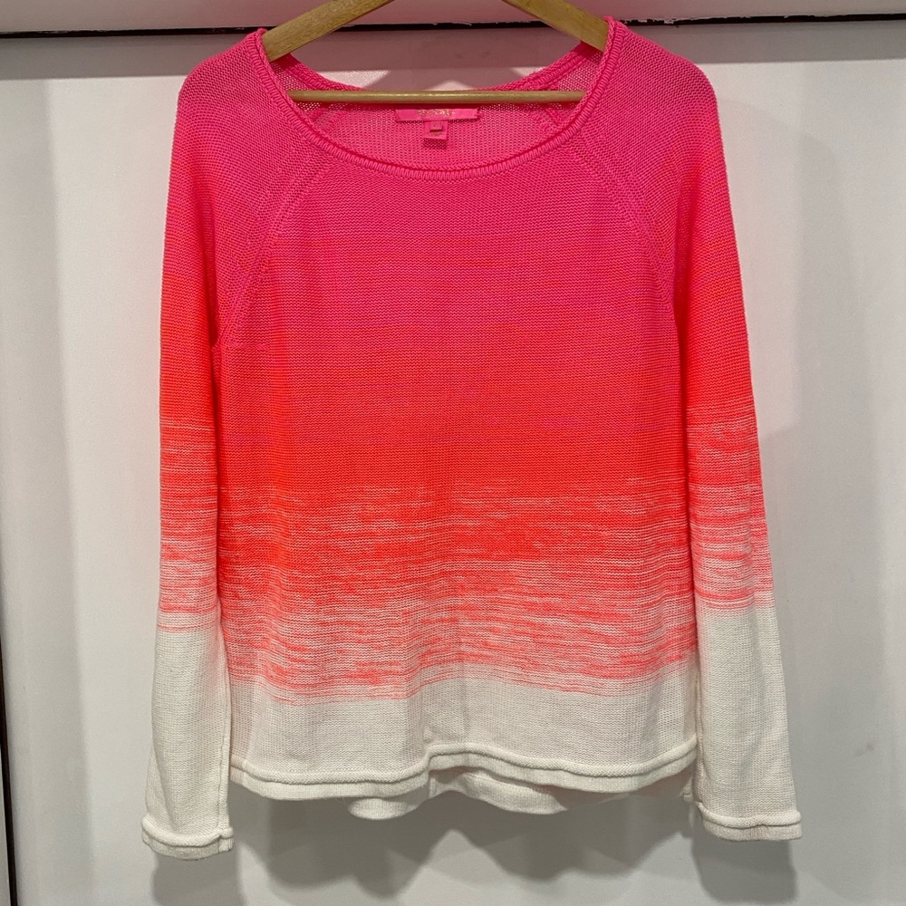 Lilly Pulitzer Pink and White Gradient Long Sleeve Top